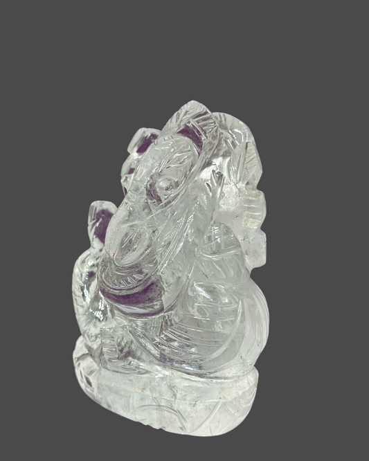 ShivaRatna 100% Sphatik Ganesh statue AAA Quality 421Gram- Lab Certified - ShivaRatna