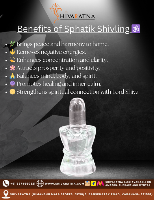 🔱 ShivaRatna 100% Natural Sphatik Shivling (AAA Quality) – 30–35 Grams
