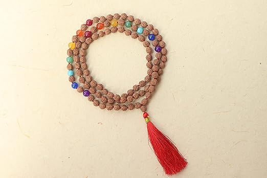 ShivaRatna The 7 Chakra Rudraksha Mala 108 + 1 Beads Length 40cm - ShivaRatna