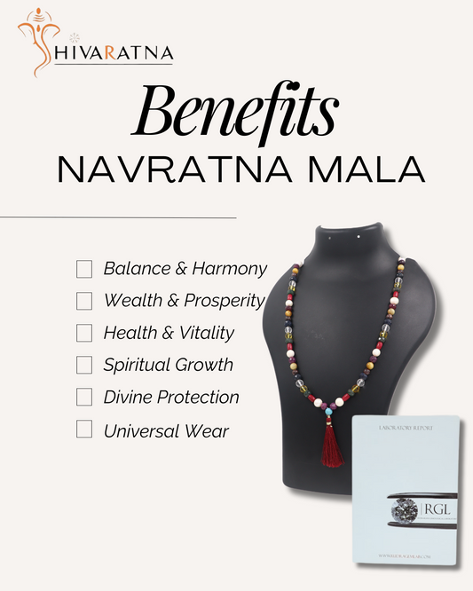 ShivaRatna Navratna Mala 108 + 1 Beads- Lab Certified- (ELITE BEADS) - ShivaRatna
