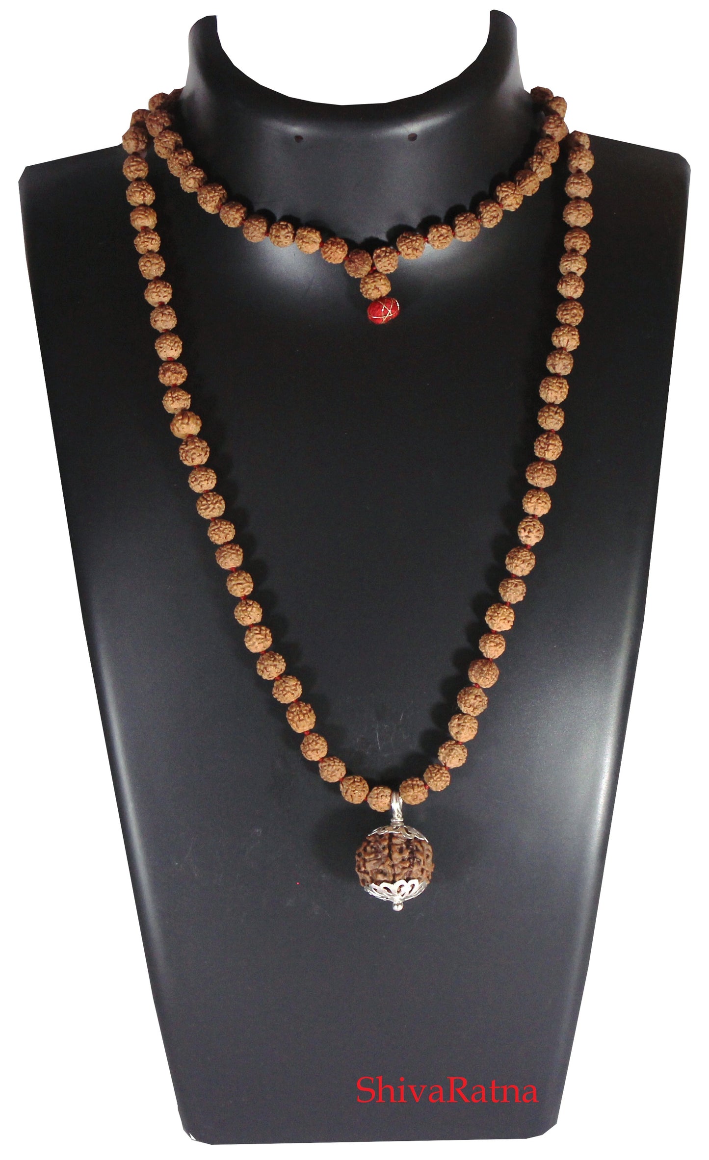 panch mukhi orignal rudraksha mala with 3 mukhi pendant