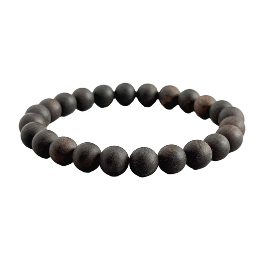 ShivaRatna Ebony Wood Karungali Kattai Round Beads Handmade Elastic Stretchable - 100% Natural Unpolished Karungali Bracelets