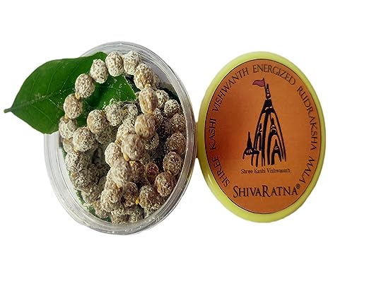 ShivaRatna Energized Rudraksha Mala 108+1 Beads ( Energized From Kashi Viswanaath Temple With Bhasmi & Belpatra ) - ShivaRatna