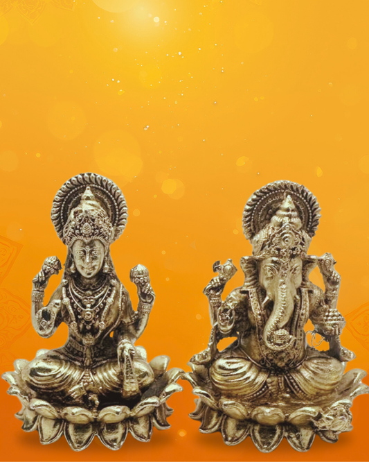 brass ganesh lakshmiji murti