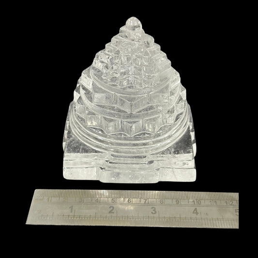 ShivaRatna Sphatik Shree Yantra - 916g, Lab-Certified, 95mm Height, 60% Stone Clarity - ShivaRatna