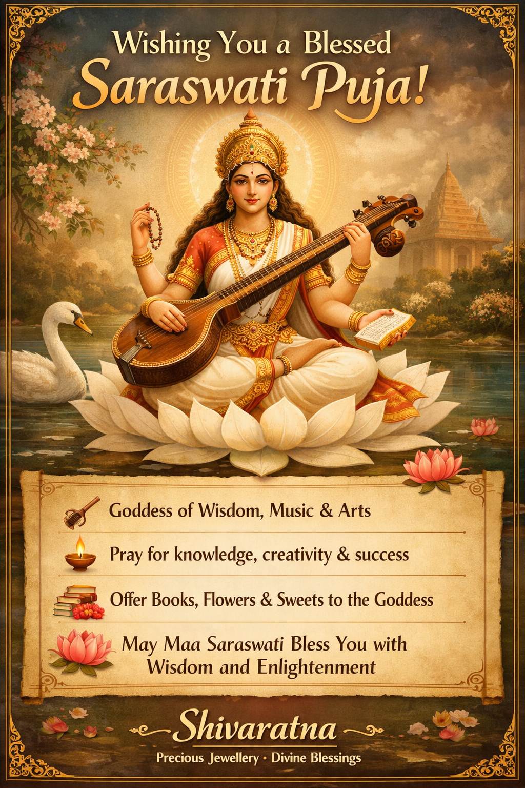 Where Maa Saraswati resides, ignorance disappears