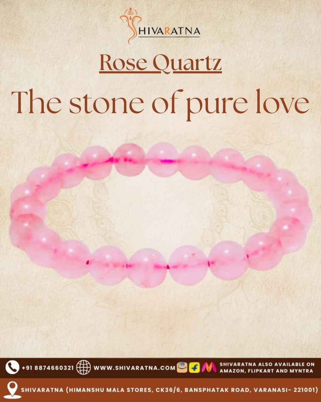 ShivaRatna Rose Quartz Bracelet - ShivaRatna