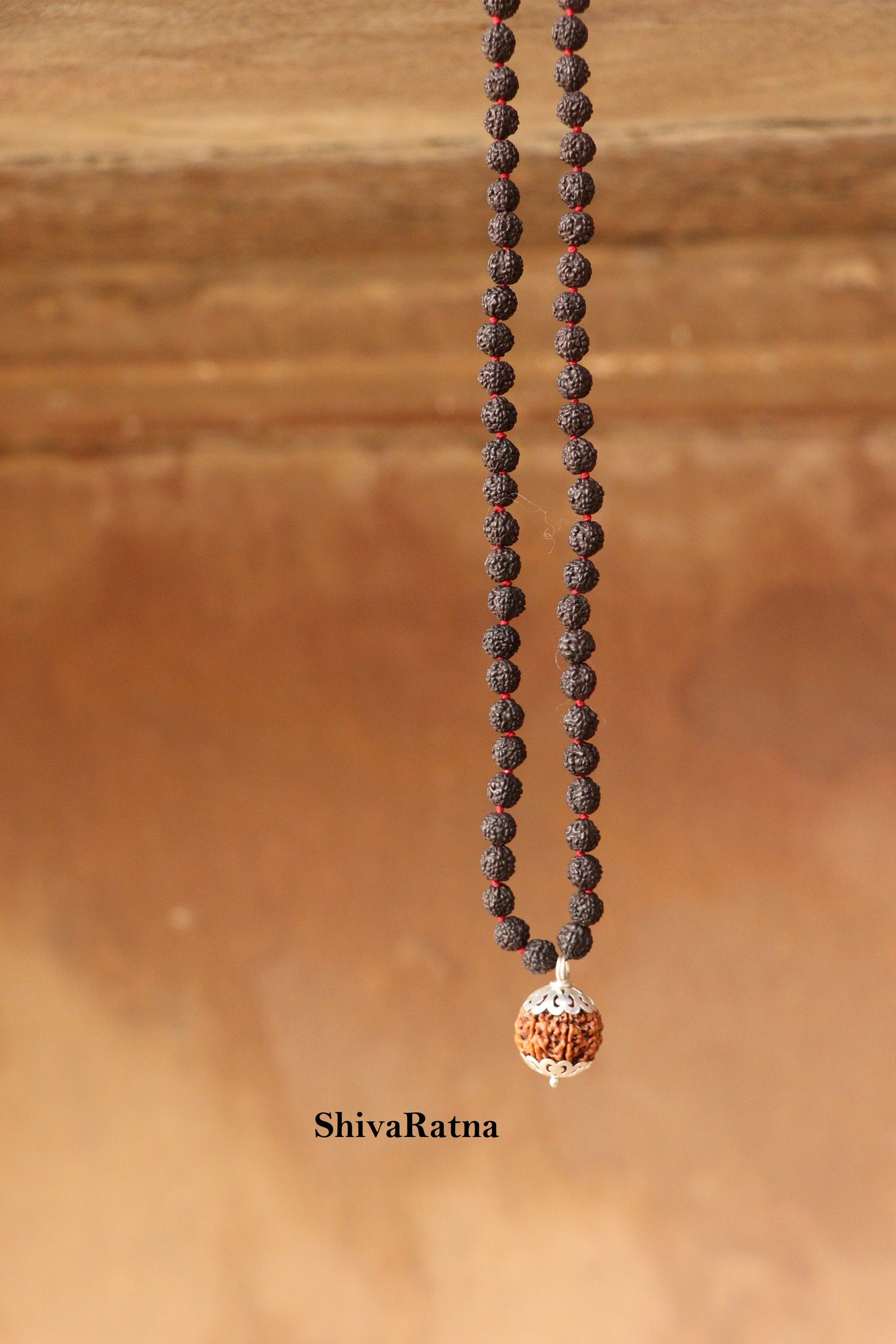 ShivaRatna 7 Mukhi Nepali Rudraksha Guru Mani with 108+1 Beads of 5 Mukhi Rudraksha Mala (Pure Silver Cap + Lab Certified)