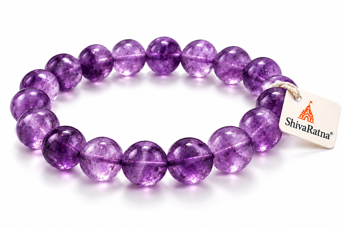 ShivaRatna Natural Amethyst Bracelet for Calmness, Peace & Positive Energy