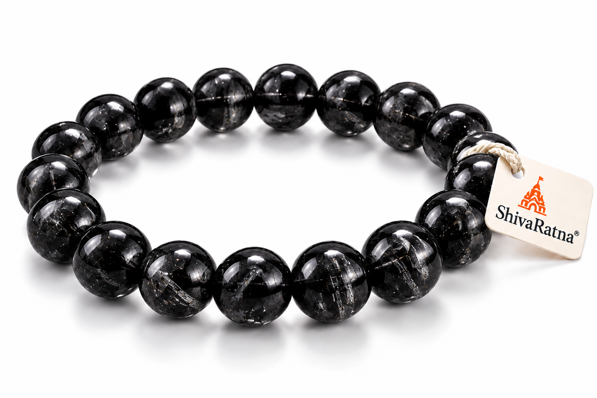ShivaRatna Natural Black Tourmaline Bracelet for Protection & Positive Energy