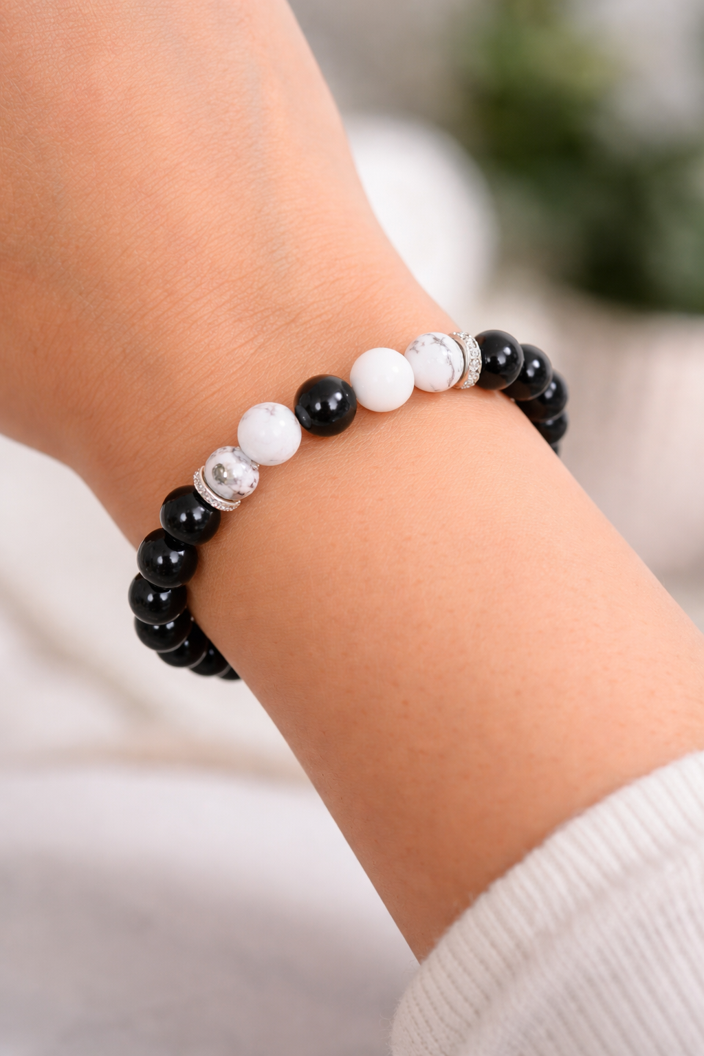 ShivaRatna Scorpio Energy Bracelet – Obsidian & Howlite - ShivaRatna