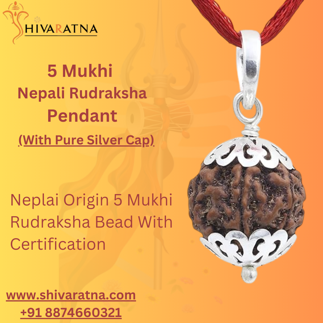 ShivaRatna 5 Mukhi Nepali Rudraksha Made in Pure Silver Cap - Lab Certified