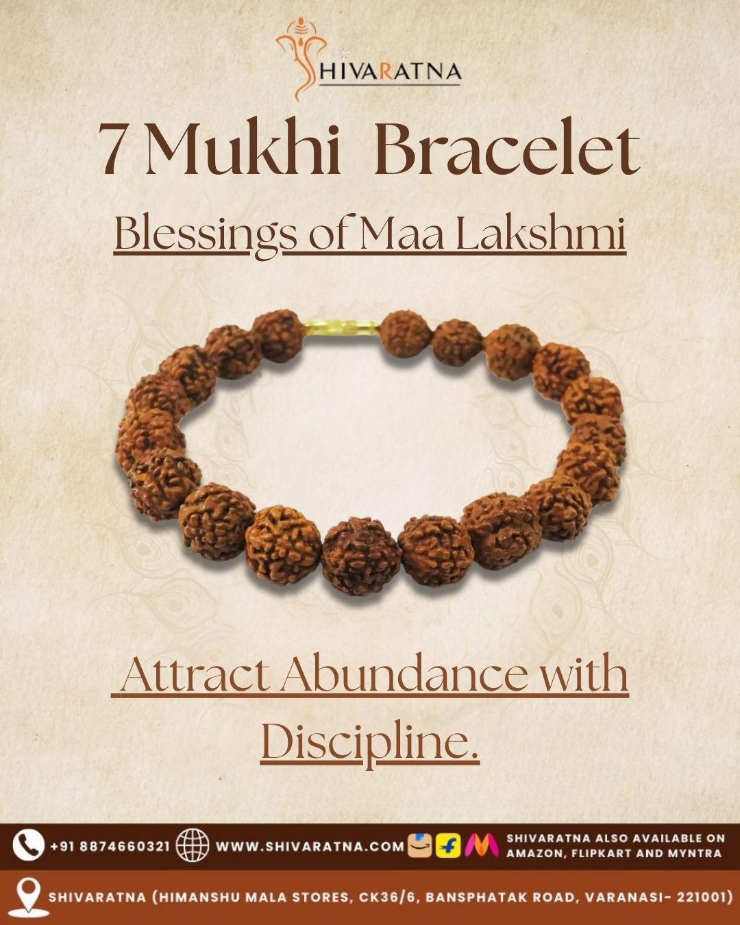 ShivaRatna 7 Mukhi Rudraksh Bracelet - Indonesian Beads - ShivaRatna
