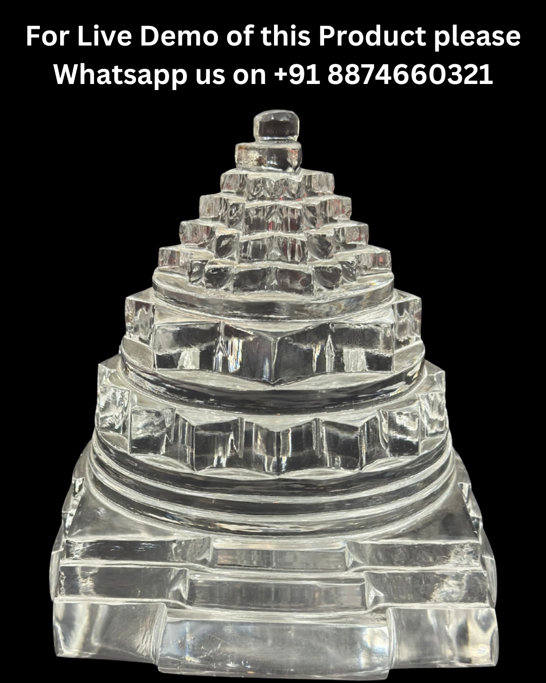ShivaRatna Sphatik Shree Yantra - 1914g, Lab-Certified, 125mm Height, 97% Stone Clarity