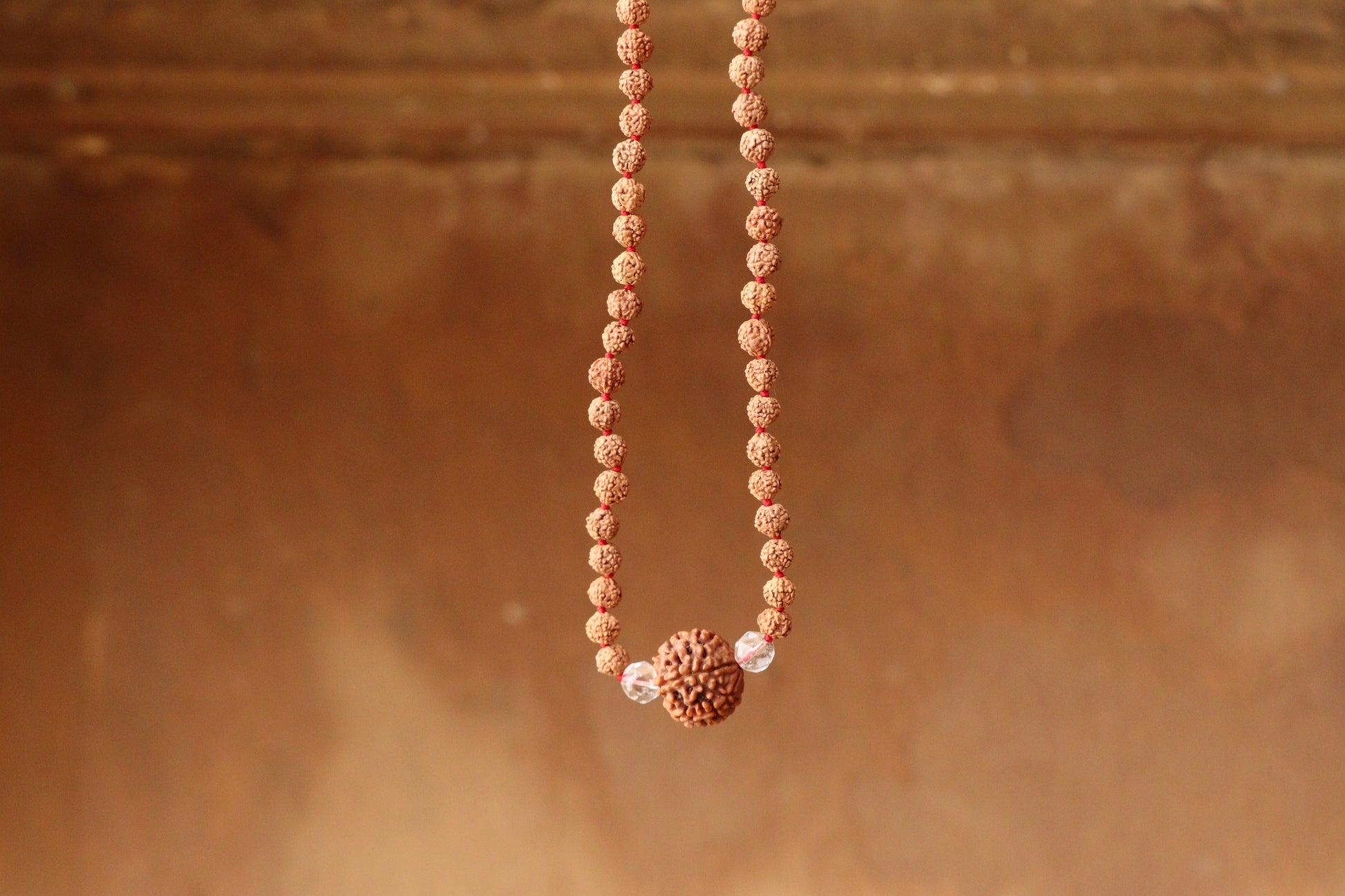 ShivaRatna 7 Mukhi Rudraksha (Nepal) + 2 Beads of Sphatik Made in 5 Mukhi Rudraksha Mala (Total Beads 108+1 Lab Certified) - ShivaRatna