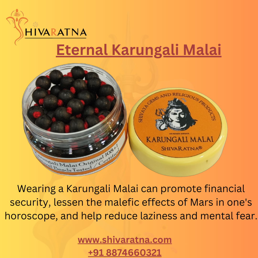 ShivaRatna 100% Natural Unpolished Karungali Malai Original Lab Certified -  Premium Beads 8mm -  கருங்காலி மாலை