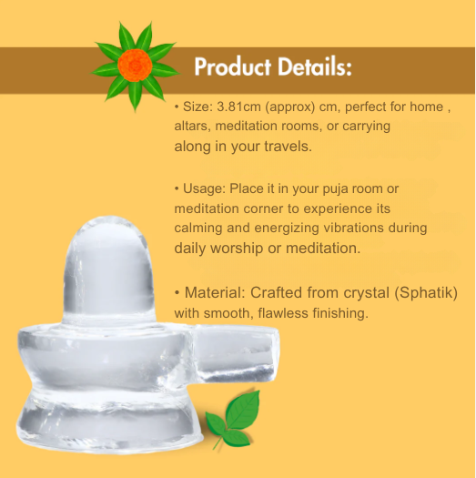 ShivaRatna 100% Sphatik Shivling AAA Quality 75 - 85 Grams