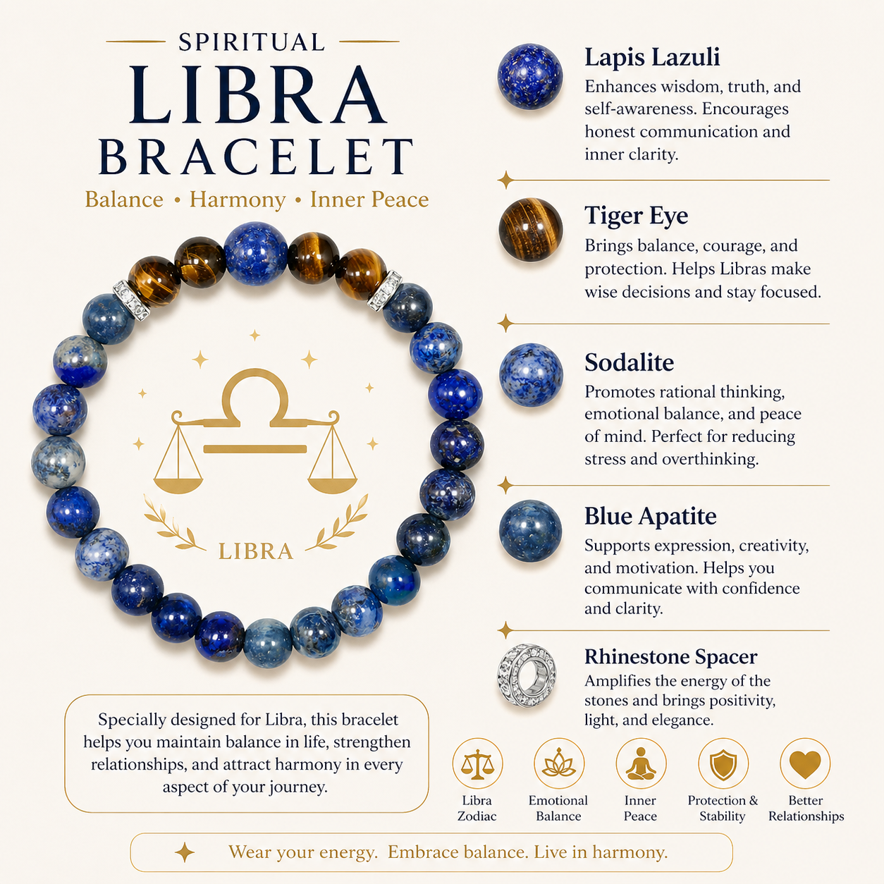 ShivaRatna Libra Spiritual Healing Bracelet – Balance, Harmony & Inner Peace - ShivaRatna