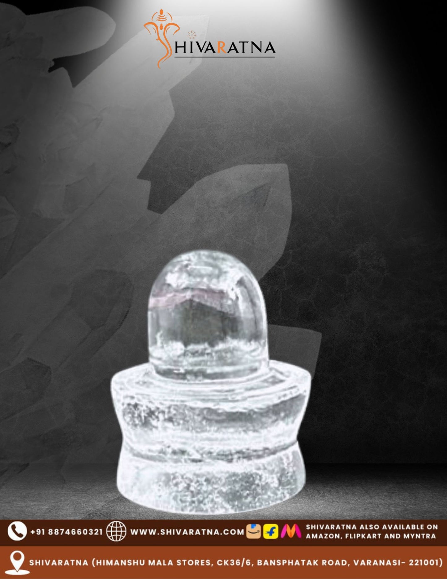 ShivaRatna 100% Natural Sphatik Shivling (AAA Quality) – 90-95 Grams