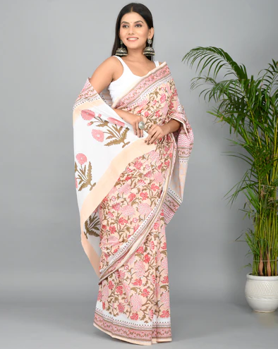 handblocked print saree