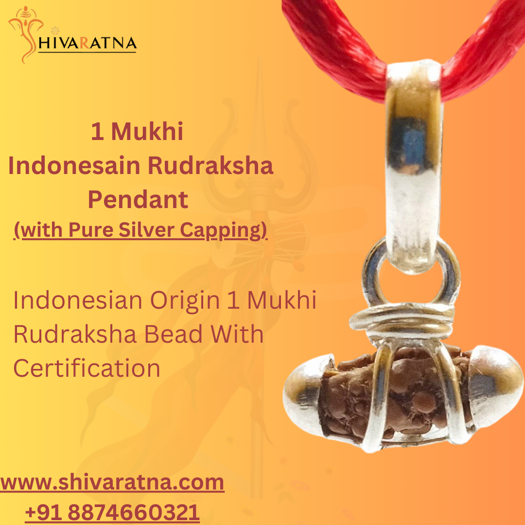 ShivaRatna 1 Mukhi Rudraksha (Real Rudraksha Seed - Indonesian Origin) Made in Pure Silver - Lab Certified