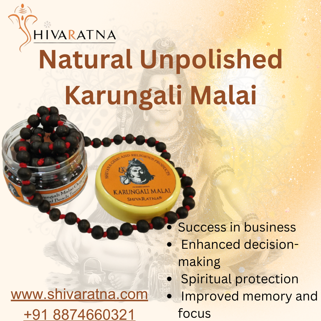 ShivaRatna 100% Natural Unpolished Karungali Malai Original Lab Certified -  Premium Beads 8mm -  கருங்காலி மாலை