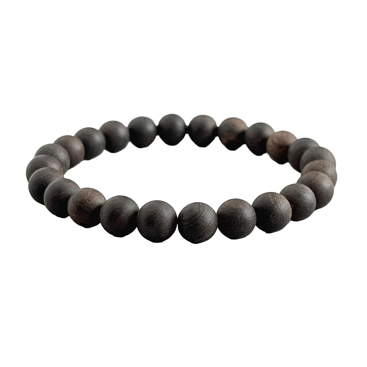 ShivaRatna  Ebony Wood Karungali Kattai Round Beads Handmade Elastic Stretchable - 100% Natural Unpolished Karungali Bracelets