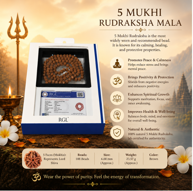 5mukhi beads mala 