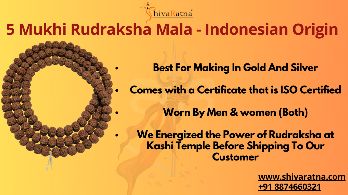 ShivaRatna Rudraksha Mala 108+1 Beads (Pathri Mala/Chikna Mala) Lab Certified