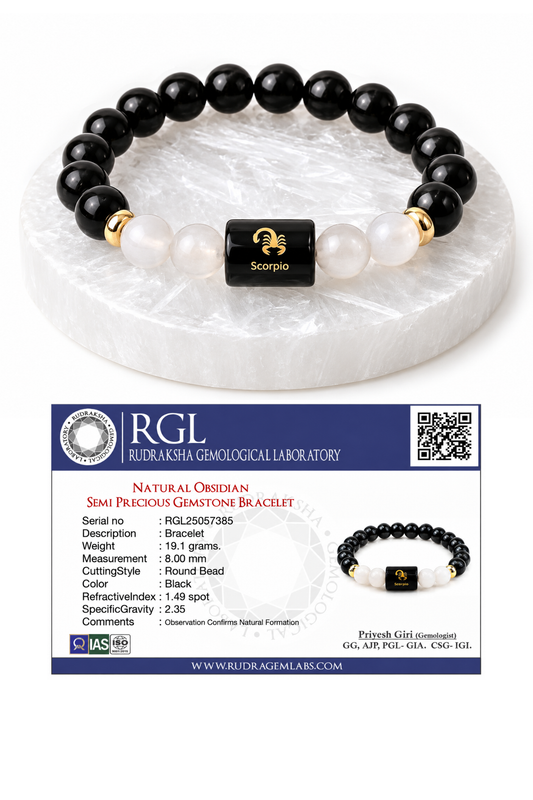 shivaratna lab certified scorpio bracelet with selenite plate
