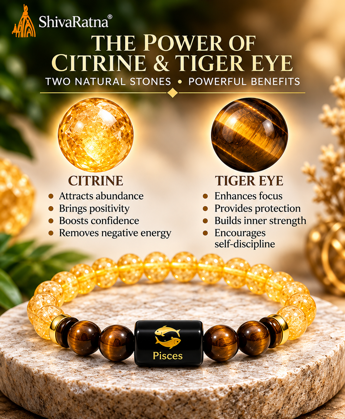 citrine and tiger eyes beads