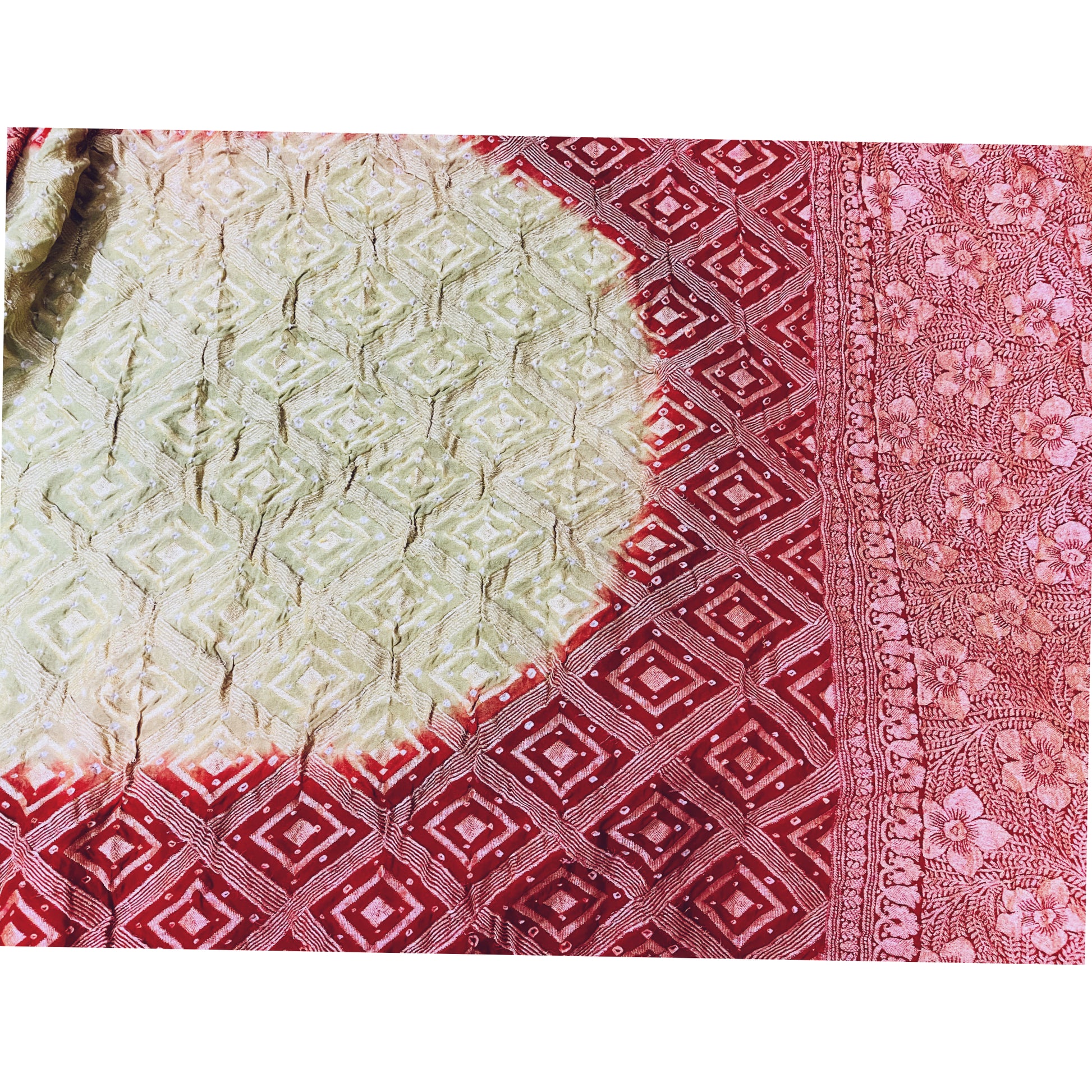 ShivaRatna saree with bhandhej embroidery made of banarasi khaddi silk - ShivaRatna
